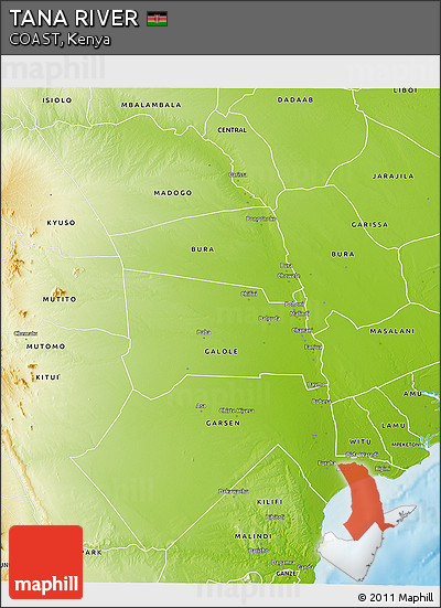 Physical 3D Map of TANA RIVER