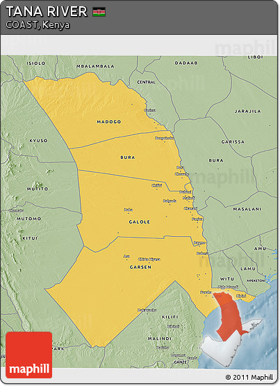 Savanna Style 3D Map of TANA RIVER