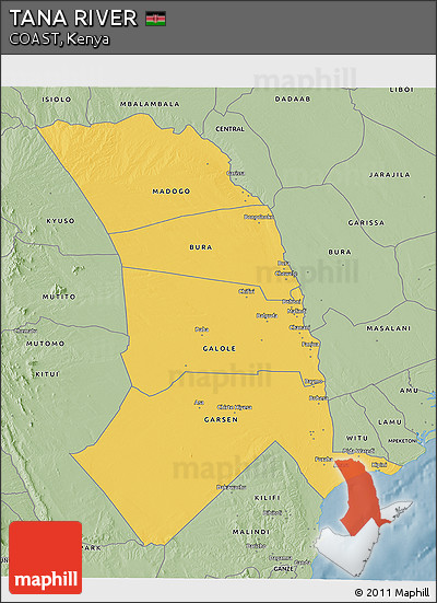 Savanna Style 3D Map of TANA RIVER