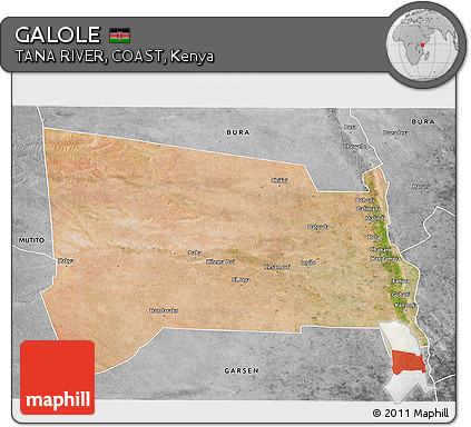 Satellite 3D Map of GALOLE, desaturated