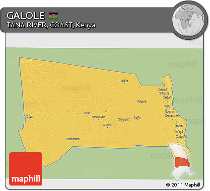 Savanna Style 3D Map of GALOLE, single color outside