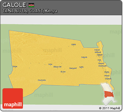 Savanna Style 3D Map of GALOLE, single color outside