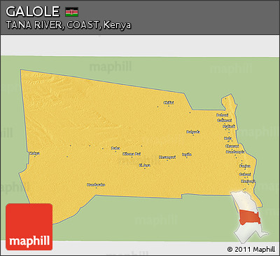Savanna Style 3D Map of GALOLE, single color outside