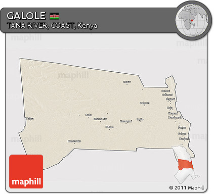 Shaded Relief 3D Map of GALOLE, single color outside