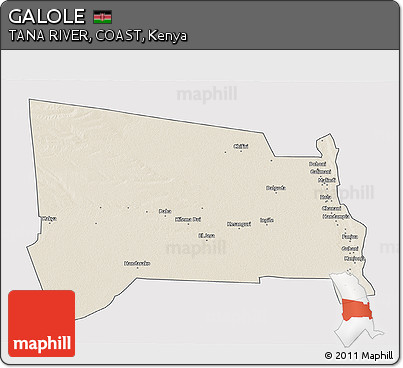 Shaded Relief 3D Map of GALOLE, single color outside