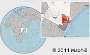 Gray Location Map of GALOLE, highlighted country, highlighted grandparent region, hill shading