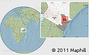 Savanna Style Location Map of GALOLE, highlighted country, highlighted grandparent region, hill shading