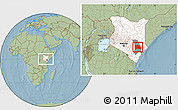 Savanna Style Location Map of GALOLE, highlighted country, highlighted parent region, within the entire country, hill shading