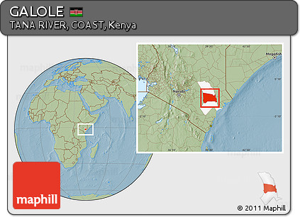 Savanna Style Location Map of GALOLE, highlighted parent region, hill shading
