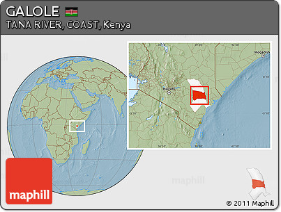 Savanna Style Location Map of GALOLE, highlighted parent region, hill shading