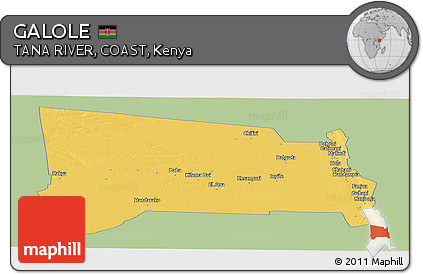 Savanna Style Panoramic Map of GALOLE, single color outside