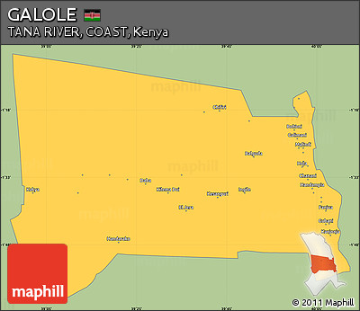 Savanna Style Simple Map of GALOLE, single color outside