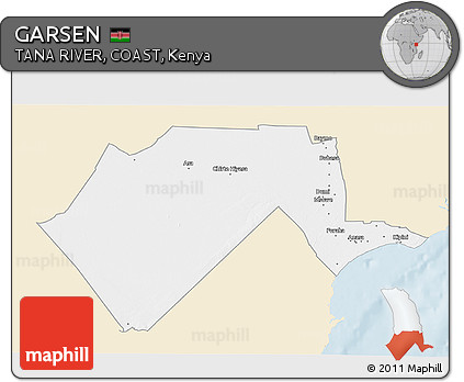 Classic Style 3D Map of GARSEN, single color outside
