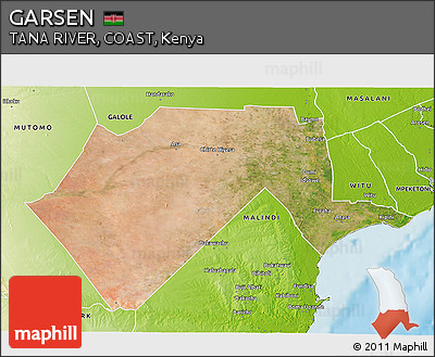 Satellite 3D Map of GARSEN, physical outside