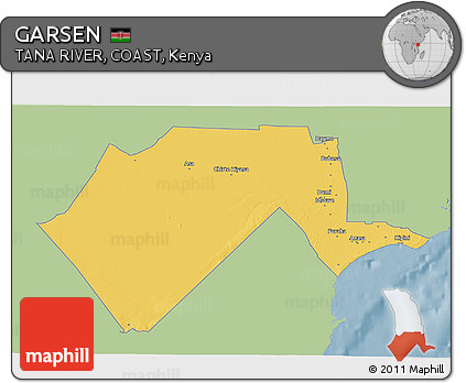 Savanna Style 3D Map of GARSEN, single color outside
