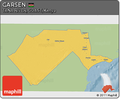 Savanna Style 3D Map of GARSEN, single color outside