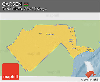 Savanna Style 3D Map of GARSEN, single color outside