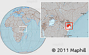 Gray Location Map of GARSEN, highlighted parent region, highlighted grandparent region, within the entire country, hill shading