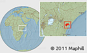 Savanna Style Location Map of GARSEN, within the entire country, hill shading