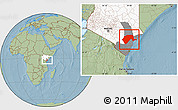 Savanna Style Location Map of GARSEN, highlighted country, highlighted grandparent region, hill shading