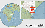 Savanna Style Location Map of GARSEN, highlighted country, highlighted parent region, hill shading