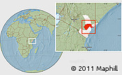 Savanna Style Location Map of GARSEN, highlighted grandparent region, hill shading