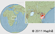 Savanna Style Location Map of GARSEN, highlighted parent region, highlighted grandparent region, within the entire country, hill shading