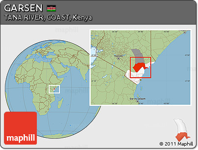 Savanna Style Location Map of GARSEN, highlighted parent region, highlighted grandparent region
