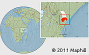 Savanna Style Location Map of GARSEN, highlighted parent region, hill shading