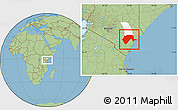 Savanna Style Location Map of GARSEN, highlighted parent region