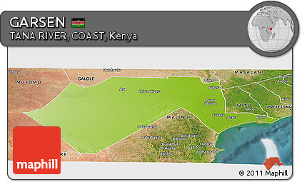 Physical Panoramic Map of GARSEN, satellite outside