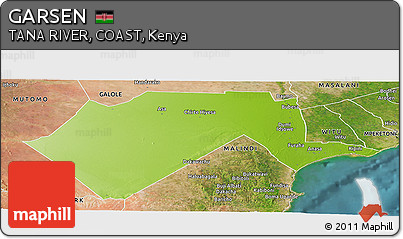 Physical Panoramic Map of GARSEN, satellite outside