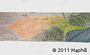 Satellite Panoramic Map of GARSEN, semi-desaturated