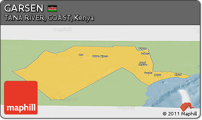 Savanna Style Panoramic Map of GARSEN, single color outside