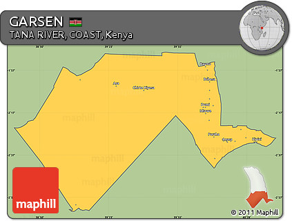 Savanna Style Simple Map of GARSEN, cropped outside