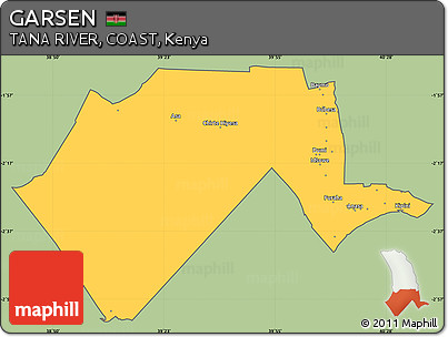 Savanna Style Simple Map of GARSEN, cropped outside