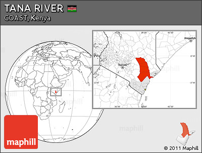 Blank Location Map of TANA RIVER, highlighted parent region