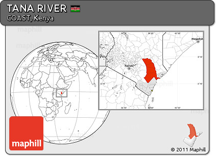 Blank Location Map of TANA RIVER, highlighted parent region
