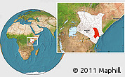Satellite Location Map of TANA RIVER, highlighted country, within the entire country