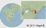 Savanna Style Location Map of TANA RIVER, within the entire country, hill shading