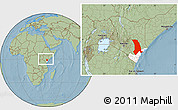 Savanna Style Location Map of TANA RIVER, highlighted parent region, within the entire country, hill shading