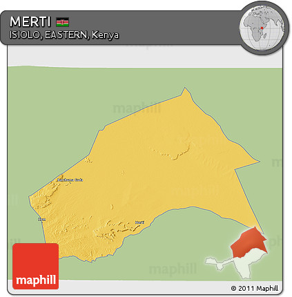 Savanna Style 3D Map of MERTI, single color outside