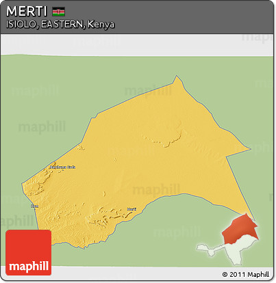 Savanna Style 3D Map of MERTI, single color outside