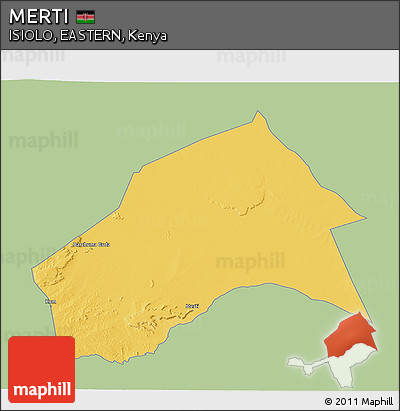 Savanna Style 3D Map of MERTI, single color outside
