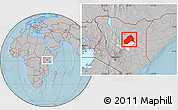 Gray Location Map of MERTI, highlighted parent region, hill shading