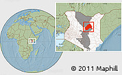 Savanna Style Location Map of MERTI, highlighted country, highlighted grandparent region, hill shading