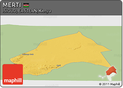 Savanna Style Panoramic Map of MERTI, single color outside