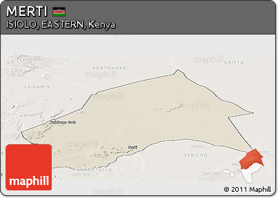 Shaded Relief Panoramic Map of MERTI, lighten