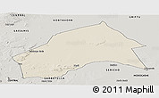 Shaded Relief Panoramic Map of MERTI, semi-desaturated