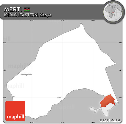Gray Simple Map of MERTI, single color outside